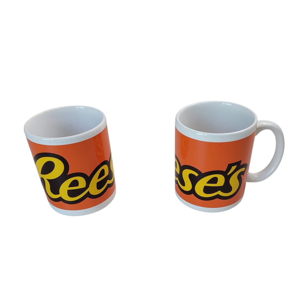 Reese's Peanut Butter Cups Ceramic Coffee Mugs Galerie Set of 2 Orange Excellent